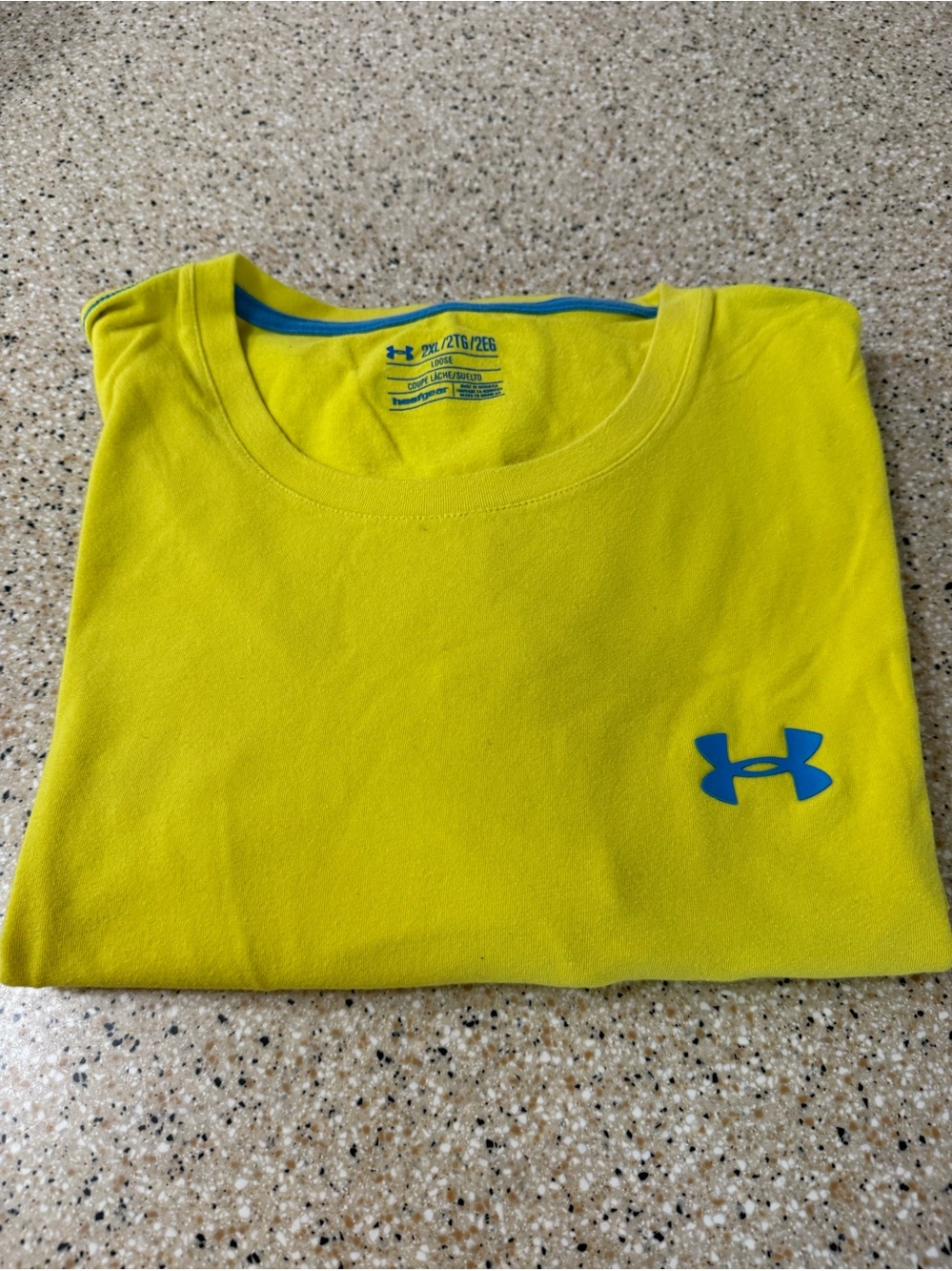 Men’s Under Armour Neon Yellow Tee with Blue Logo